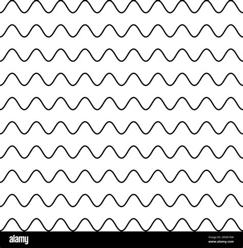 Wave Line Seamless Pattern Wavy Thin Stripes Pattern Black Horizontal