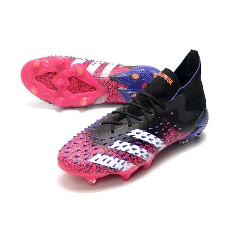 Adidas Predator Freak 1 FG Scarpa Nero Core Bianco Rosa Shock