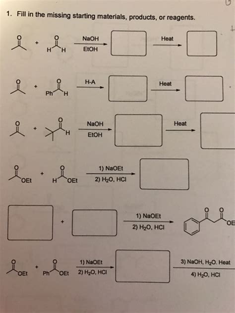 Solved Fill In The Missing Starting Materials Products Or Chegg