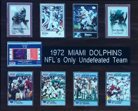 1972 Miami Dolphins Perfect Season 8 Card 12x15 Cherry Finished Plaque