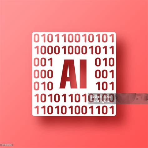 Artificial Intelligence Ai With Binary Code Icon On Red Background With