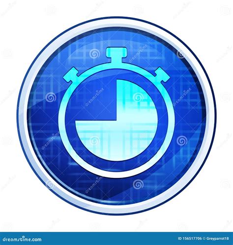 Stopwatch Icon Futuristic Blue Round Button Vector Illustration Stock