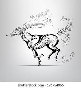 Vector Silhouette Running Horse Mane Music Stock Vector (Royalty Free) 196754066 | Shutterstock