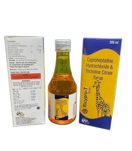 Cyproheptadine Hydrochloride Syrup Packaging Type Bottel Packaging