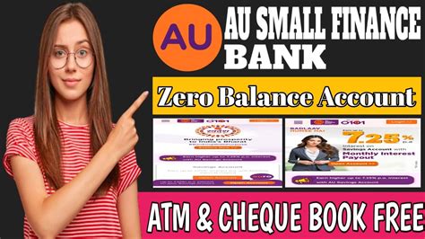 Au Small Finance Bank Zero Balance Account Opening Au Bank Balance