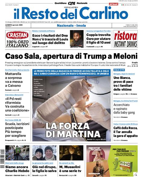 La Prima Pagina Del Resto Del Carlino Di Oggi Edizione Macerata Di