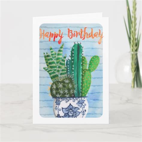 Cactus Happy Birthday Greeting Card Zazzle