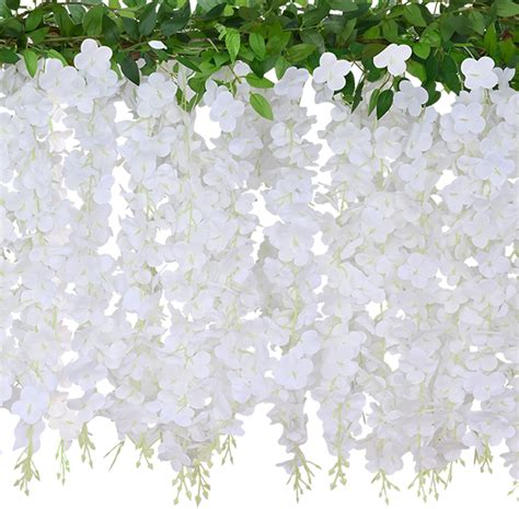 40 Branches Wisteria Hanging Flowers Artificial Vine Silk