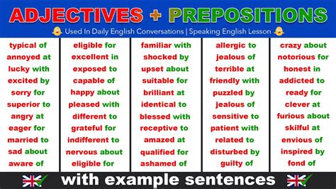 100 Everyday English ADJECTIVES + PREPOSITIONS Used In Daily English ...