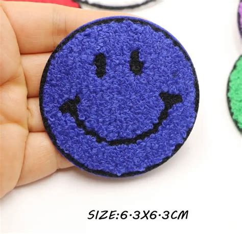 Smiley Face Patch Chenille Smiley Face Patch Iron On Etsy