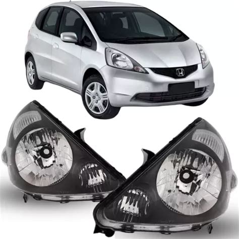 Par Farol Honda Fit Ate Mascara Negra Frete Gr Tis