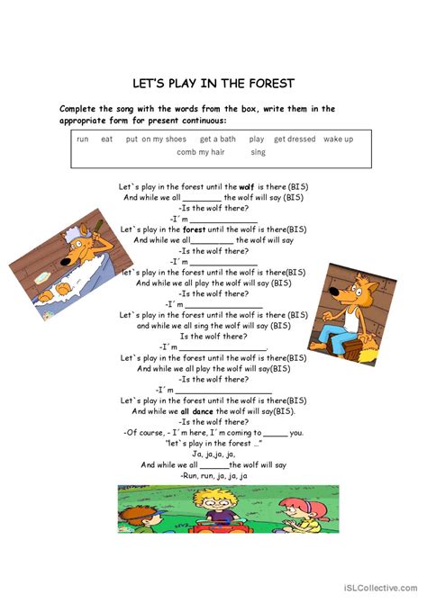 Let S Play In The Forest Song And Nu Deutsch Daf Arbeitsbl Tter Pdf Doc