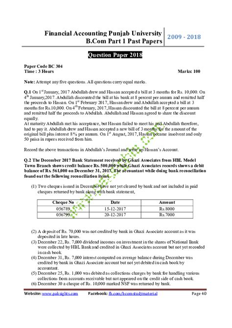 Pdf Financial Accounting 2018 Bcom Part 1 Past Papers Punjab