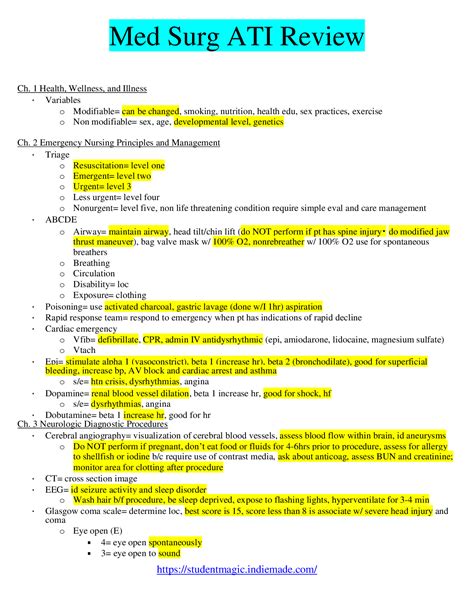 Ati Med Surg Exam Study Guide Med Surg Ati Review Browsegrades