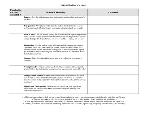 Critical Thinking Skills Worksheet