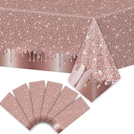 Pcs Pink Rose Golden Birthday Party Tablecloths Rose Gold Sequin