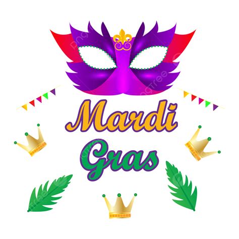 Realistic Mardi Gras Png Image With Mask And Crown Feather Beads Gras Mask Png And Vector