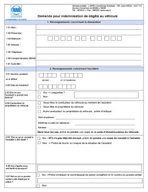 Fillable Online Aaa Demande Pour Indemnisation De Dgts Au Vhicule