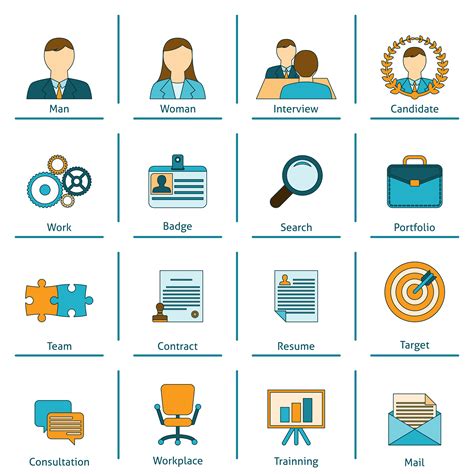 Human resources flat icons set 444762 Vector Art at Vecteezy