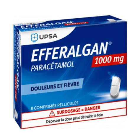 EFFERALGAN UPSA 1000mg Boite de 8 comprimés sécables pelliculés