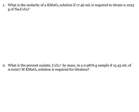 Solved What Is The Molarity Of A Kmno Solution If Chegg