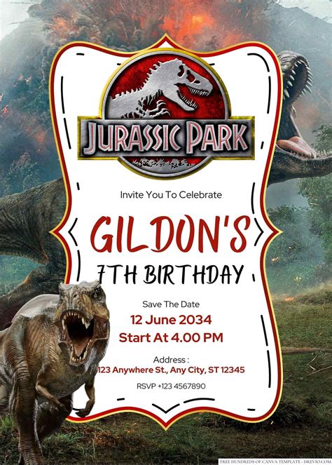 Jurassic Park Birthday Invitation Download Hundreds Free Printable Birthday Invitation