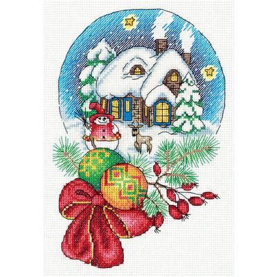 Counted Cross Stitch Kit Klart Christmas Snow Globe