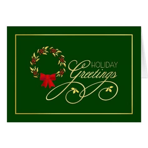 Holiday Wreath - Elegant Christmas Greeting Cards | Zazzle