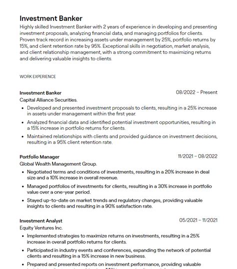 2 Investment Banker Resume Examples With Guidance