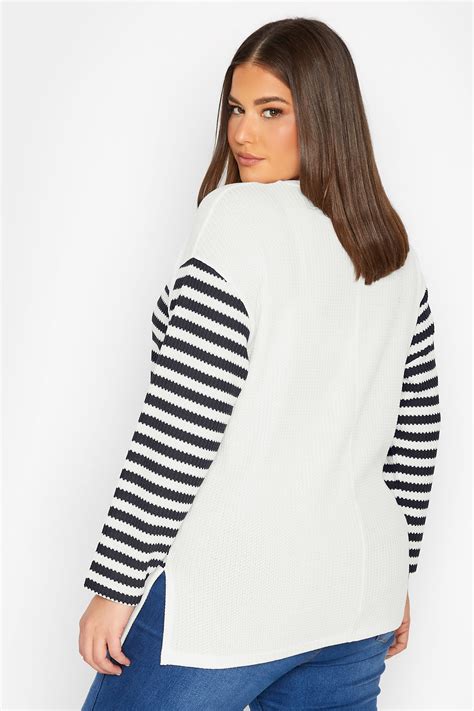 Yours Jersey Blanco De Pico Con Rayas Negras Yours Clothing
