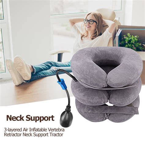 Inflatable Neck Stretcher Support Air Cervical Traction Pillow Light Grey Ebay