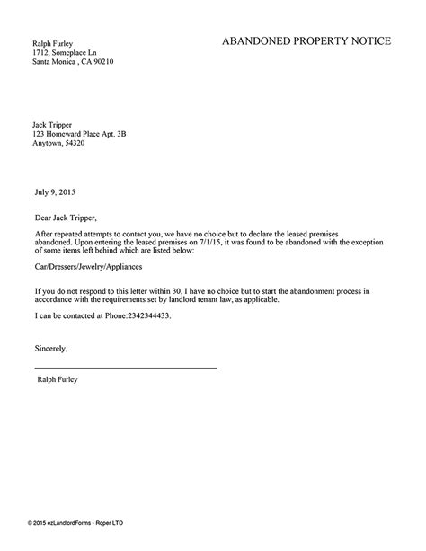 Free Sample Letter To Notify Tenant Of Sale Of Property