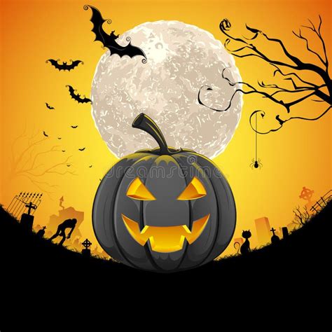 Jack O Lantern Pumpkin In Halloween Night Stock Vector Illustration