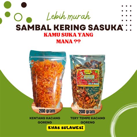 Jual Paket Hemat Sambal Kering Pedas Manis 200gr Kentang Kacang Teri