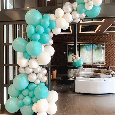 Buy Tiffany Blue White Balloons Arch Garland Kit Green Silver