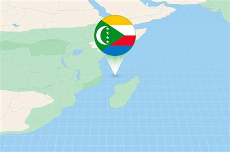 Premium Vector Map Illustration Of Comoros With The Flag Cartographic