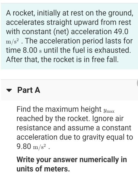 Solved A Rocket Initially At Rest On The Ground