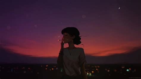 Aesthetic Girl Smoking Live Wallpaper - MoeWalls