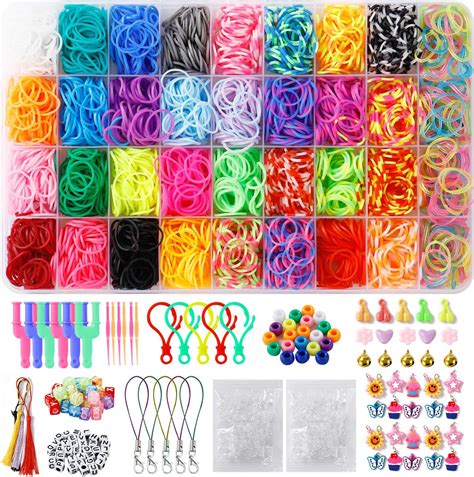 Nuangoo 2600 Loom Bänder Set 36 Farben Loops Gummis mit Zubehör und