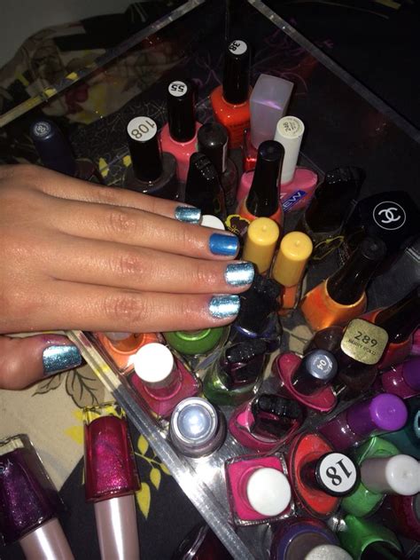 Blue Convenience Store Products Nails Blue Finger Nails Ongles