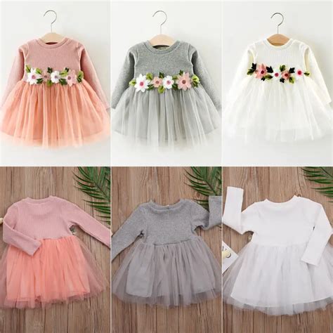 Pudcoco vestido de tul de manga larga para niñas ropa de otoño dresses