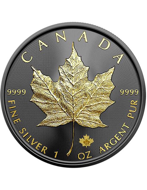 GOLD BLACK EMPIRE EDITION Maple Leaf 1 Oz Moneta Argento 5 Canada