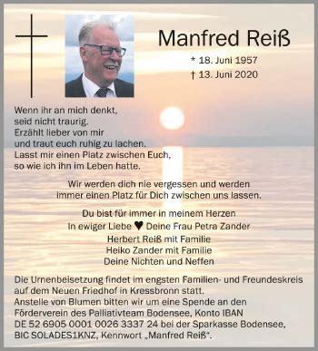 Traueranzeigen Von Manfred Rei Schwaebische De Trauerportal