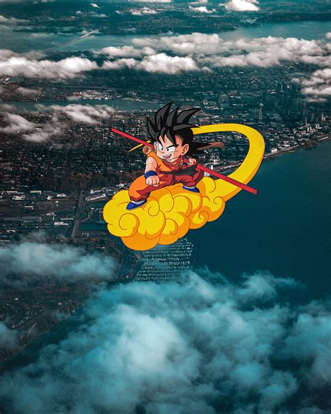 Goku On Nimbus Wallpaper Goku Nimbus Cloud Dragon Wallpapers Anime