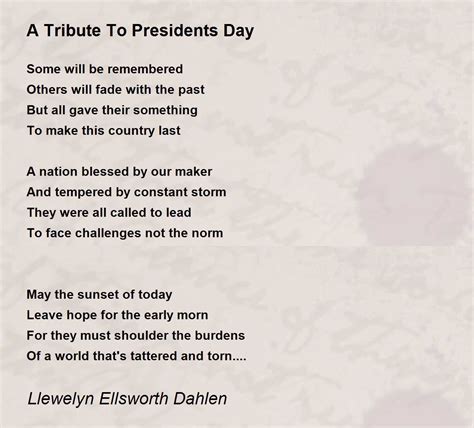 A Tribute To Presidents Day A Tribute To Presidents Day Poem By