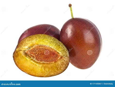 Frutos De Ameixa Isolados Em Fundo Branco Imagem De Stock Imagem De