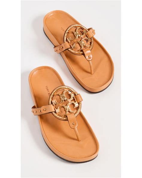 Tory Burch Leather Miller Cloud Vintage Plaque Sandals Lyst Uk