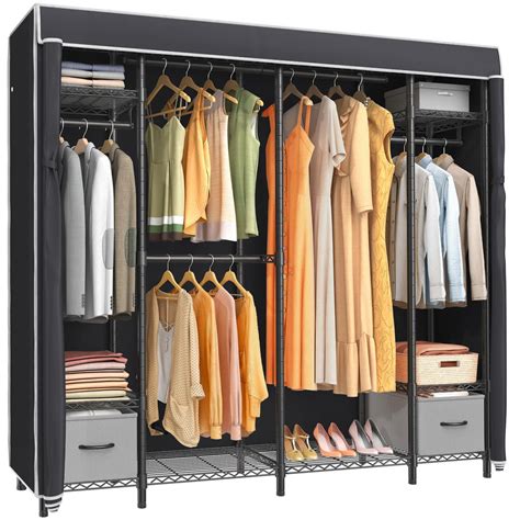 VIPEK V40S Covered Garment Rack Black Metal Clothing Rack with Black ...