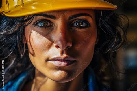 Empowered Female Construction Worker Excelling In Her Role Challenging