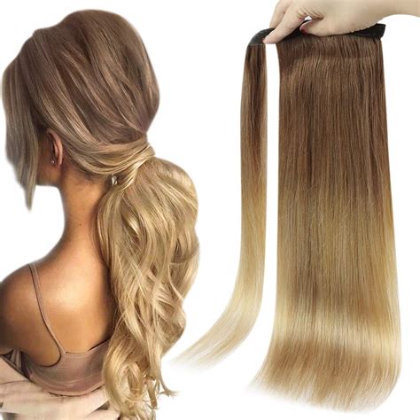 Full Shine Ponytail Hair Extensions Balayage Clip Ins